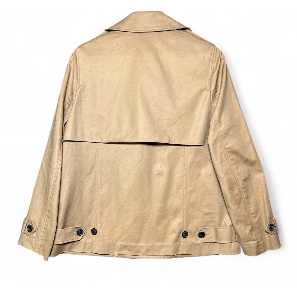 Liz Claiborne Women's Large Trench Coat Tan Cotton Blend Double‎ Breasted NWOT